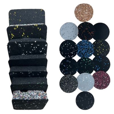 Sample Free Color Fleck Rubber Gym Equipment Mats 1mx1m 50cmx50cm 15-50mm for Playground