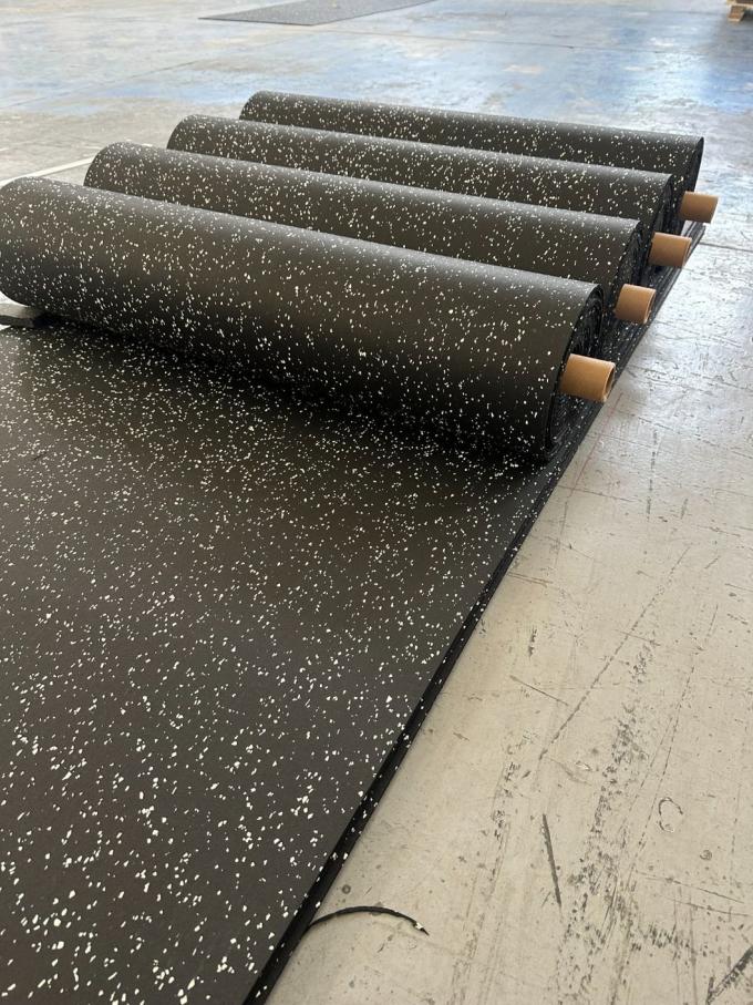1/4″ , 5/16″ , 3/8″ , or 1/2″ Thicknesses Extremely Tough and Durable Rubber Flooring Rolls with EPDM Flecks